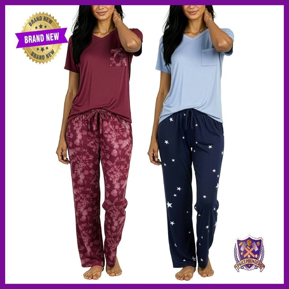 Women's 2-Pack Pajama Sets Soft Lounge Sleepwear Drawstring Waist